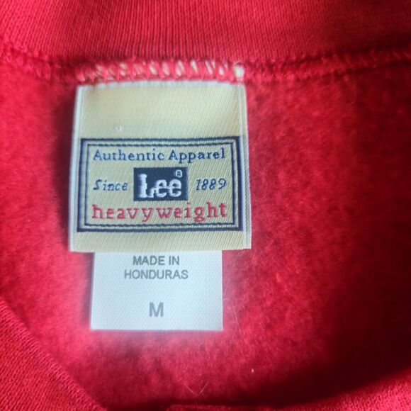 Vintage Lee Heavyweight Pearl Snap Fleece Cardigan Southwest Red Size M - Picture 7 of 10